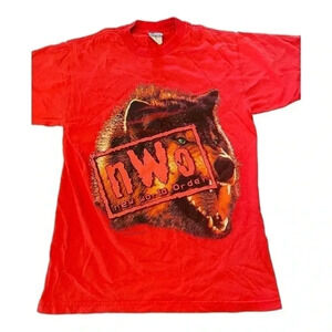 Vintage 90s WCW NWO Wolfpac Wrestling Shirt Too Sweet Nash, Hogan, Sting  Sz M